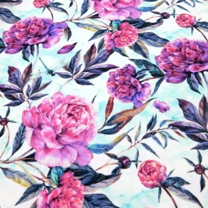 WELUR TAPICERSKI Piwonie na miętowym [6-8]