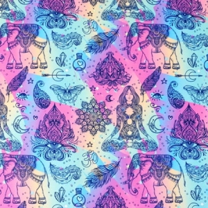 TKANINA WODOODPORNA OXFORD Wzór indyjski fluo [6-8]